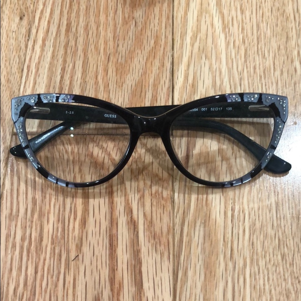 Guess Eyeglass GU/2554 Black/Silver Cat Eye Frame